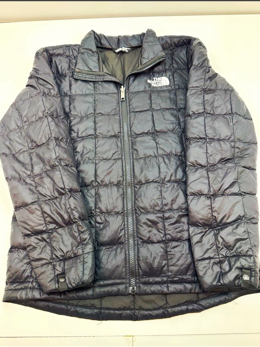 The North Face Boys 14-16 Black Down Puffer Jacket Full Zip Ripstop Pockets